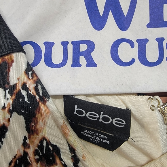 Bebe Black and White Animal Print Backless Dress - Picture 3 of 4